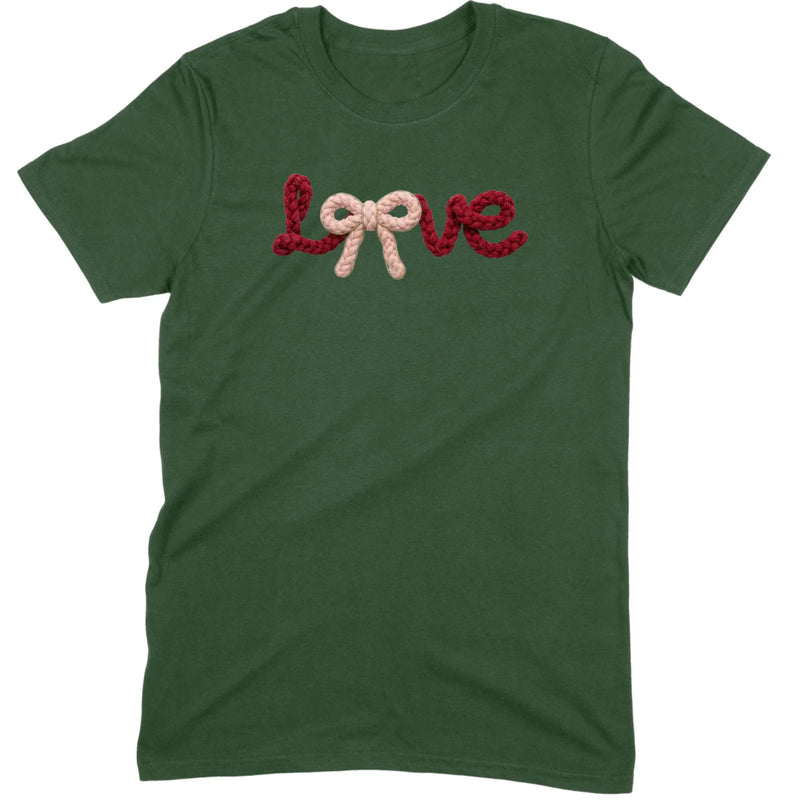 Crochet Script "LOVE" with Bow Tee