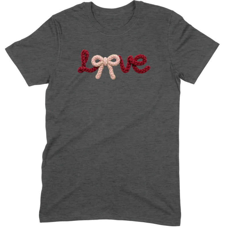Crochet Script "LOVE" with Bow Tee