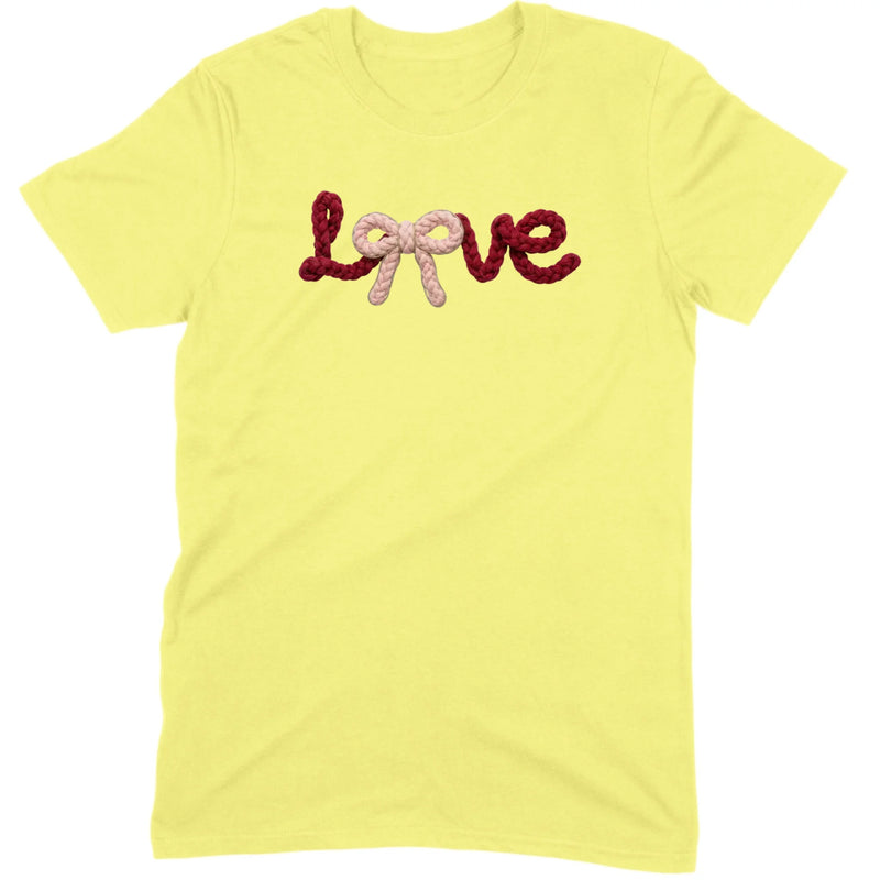 Crochet Script "LOVE" with Bow Tee
