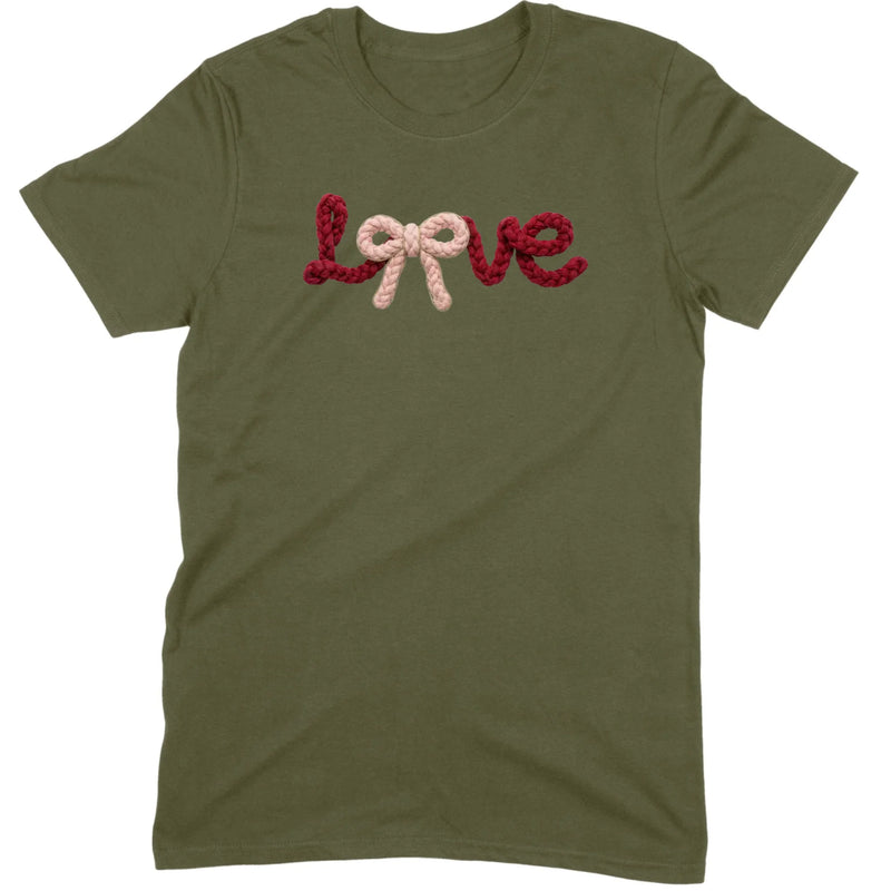 Crochet Script "LOVE" with Bow Tee