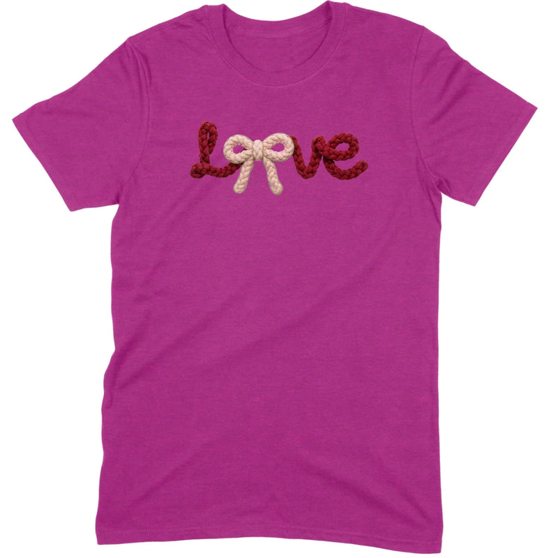 Crochet Script "LOVE" with Bow Tee