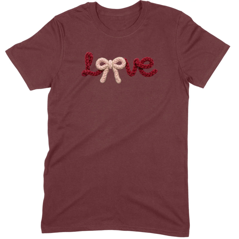 Crochet Script "LOVE" with Bow Tee