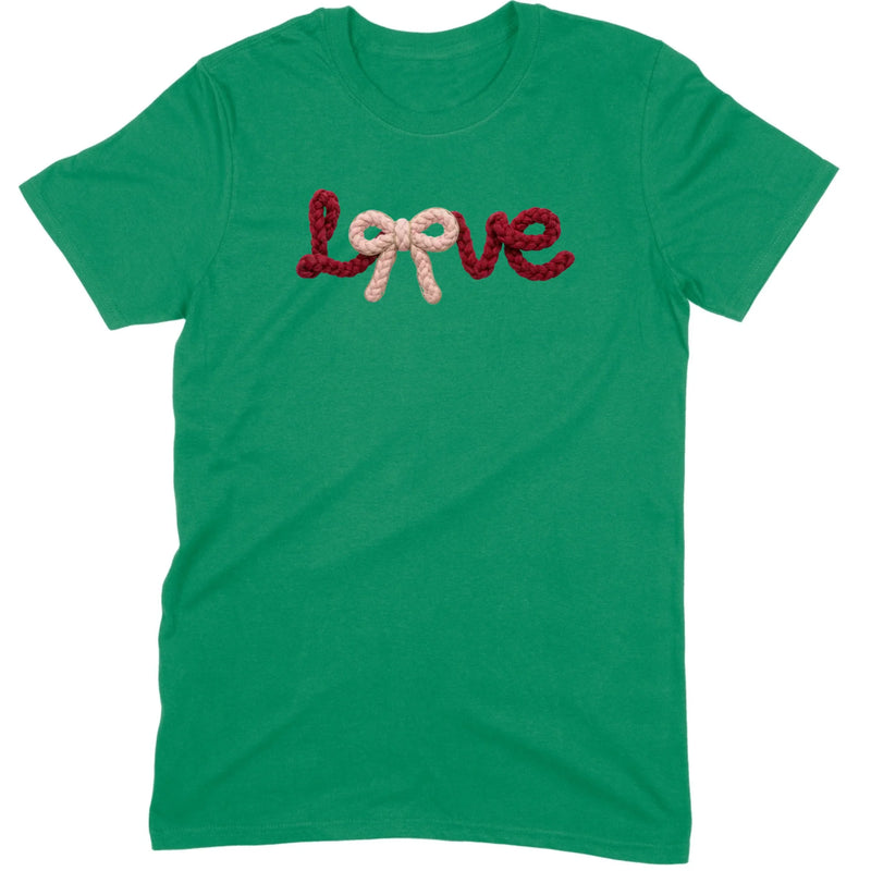 Crochet Script "LOVE" with Bow Tee
