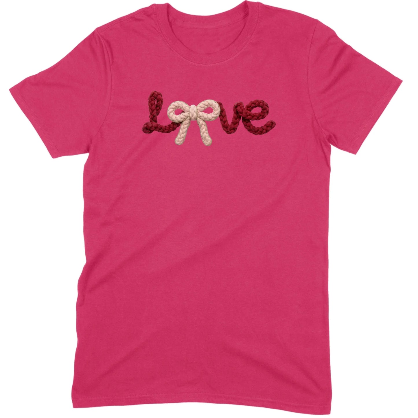 Crochet Script "LOVE" with Bow Tee