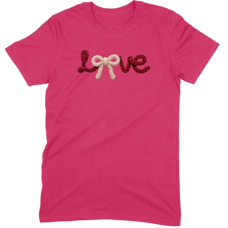 Crochet Script "LOVE" with Bow Tee
