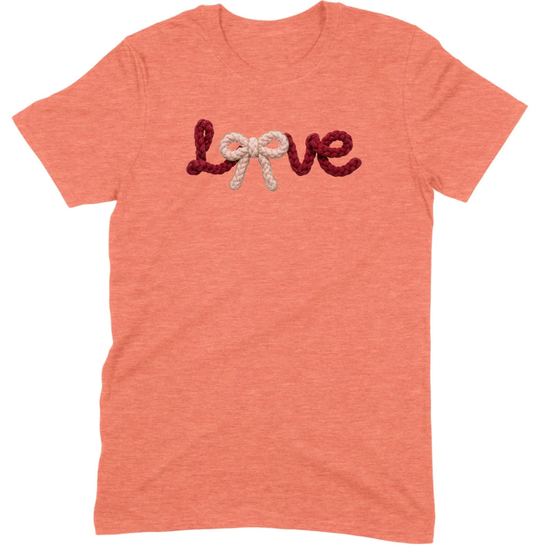 Crochet Script "LOVE" with Bow Tee