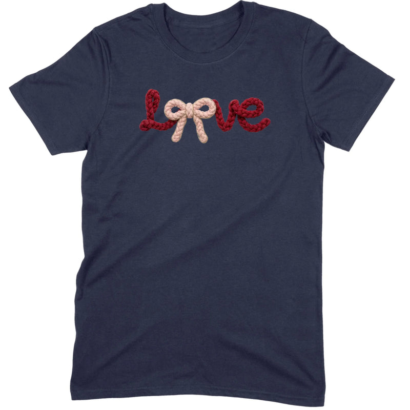 Crochet Script "LOVE" with Bow Tee