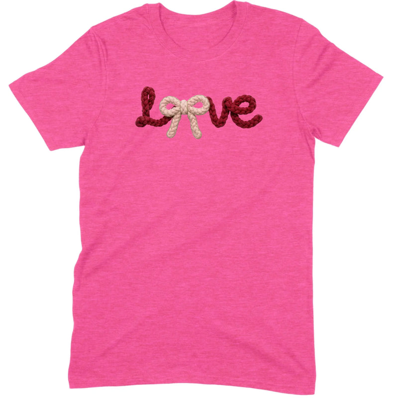 Crochet Script "LOVE" with Bow Tee