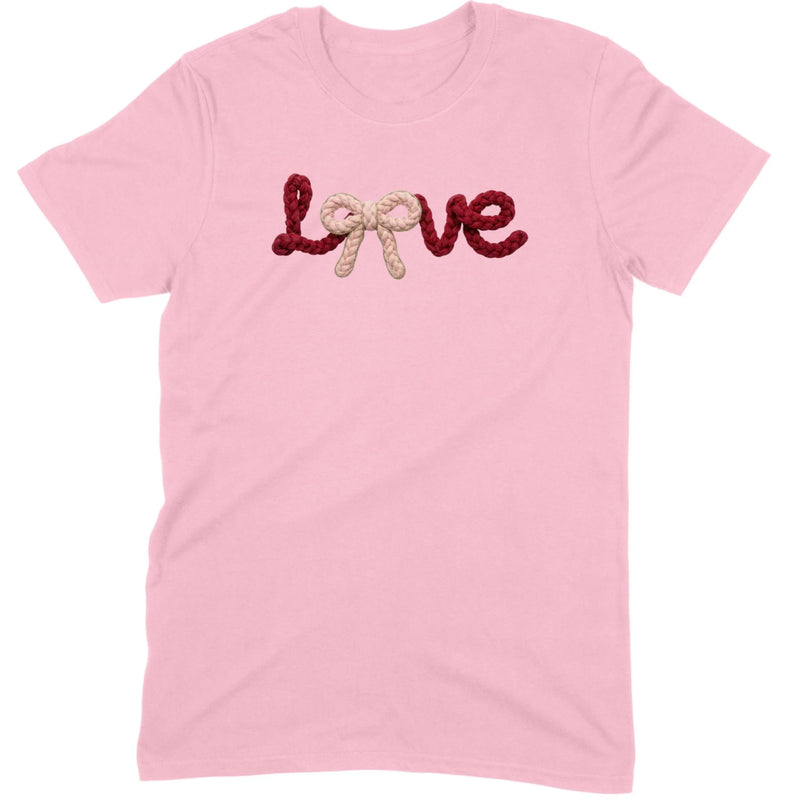 Crochet Script "LOVE" with Bow Tee