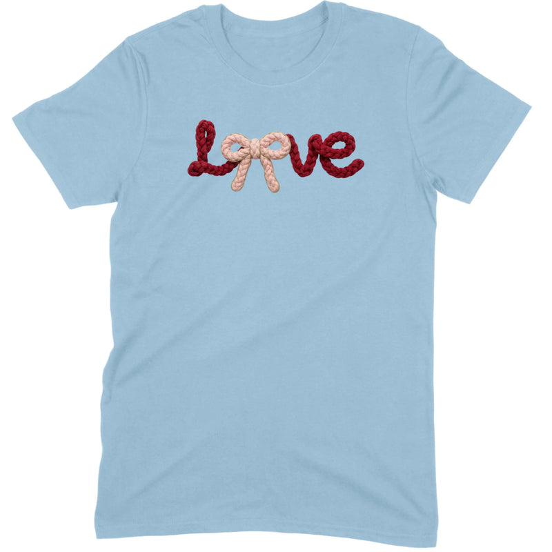 Crochet Script "LOVE" with Bow Tee