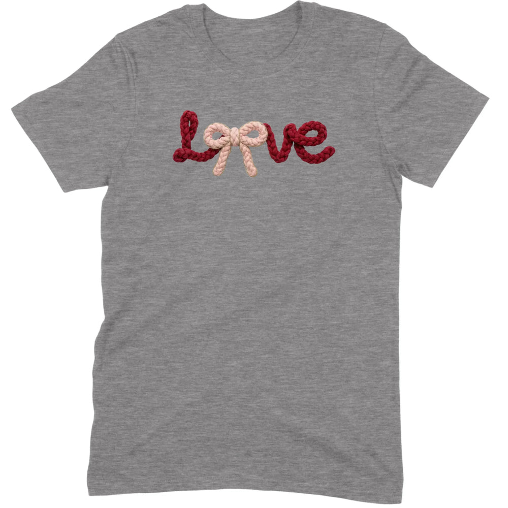 Crochet Script "LOVE" with Bow Tee