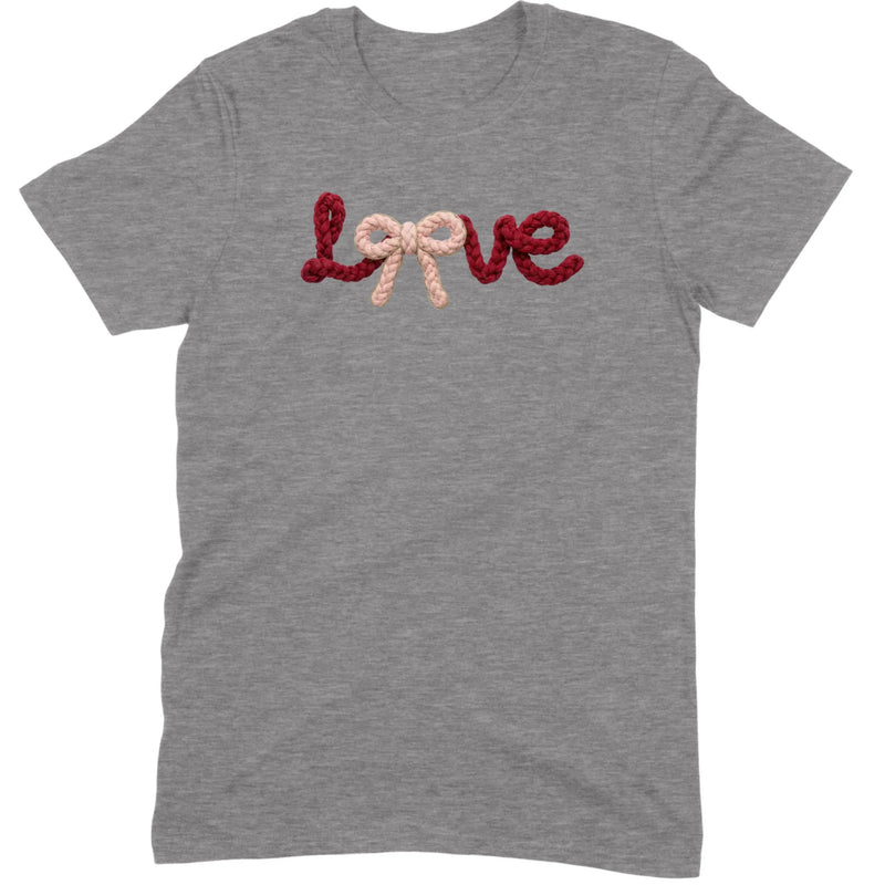 Crochet Script "LOVE" with Bow Tee