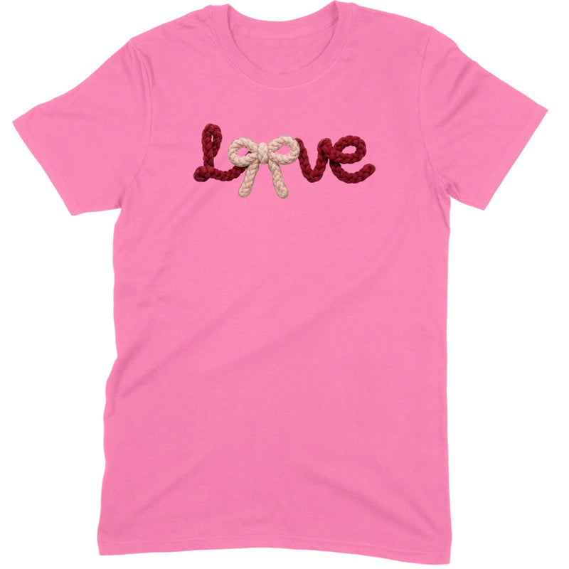 Crochet Script "LOVE" with Bow Tee