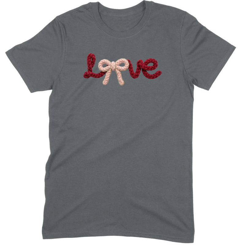 Crochet Script "LOVE" with Bow Tee