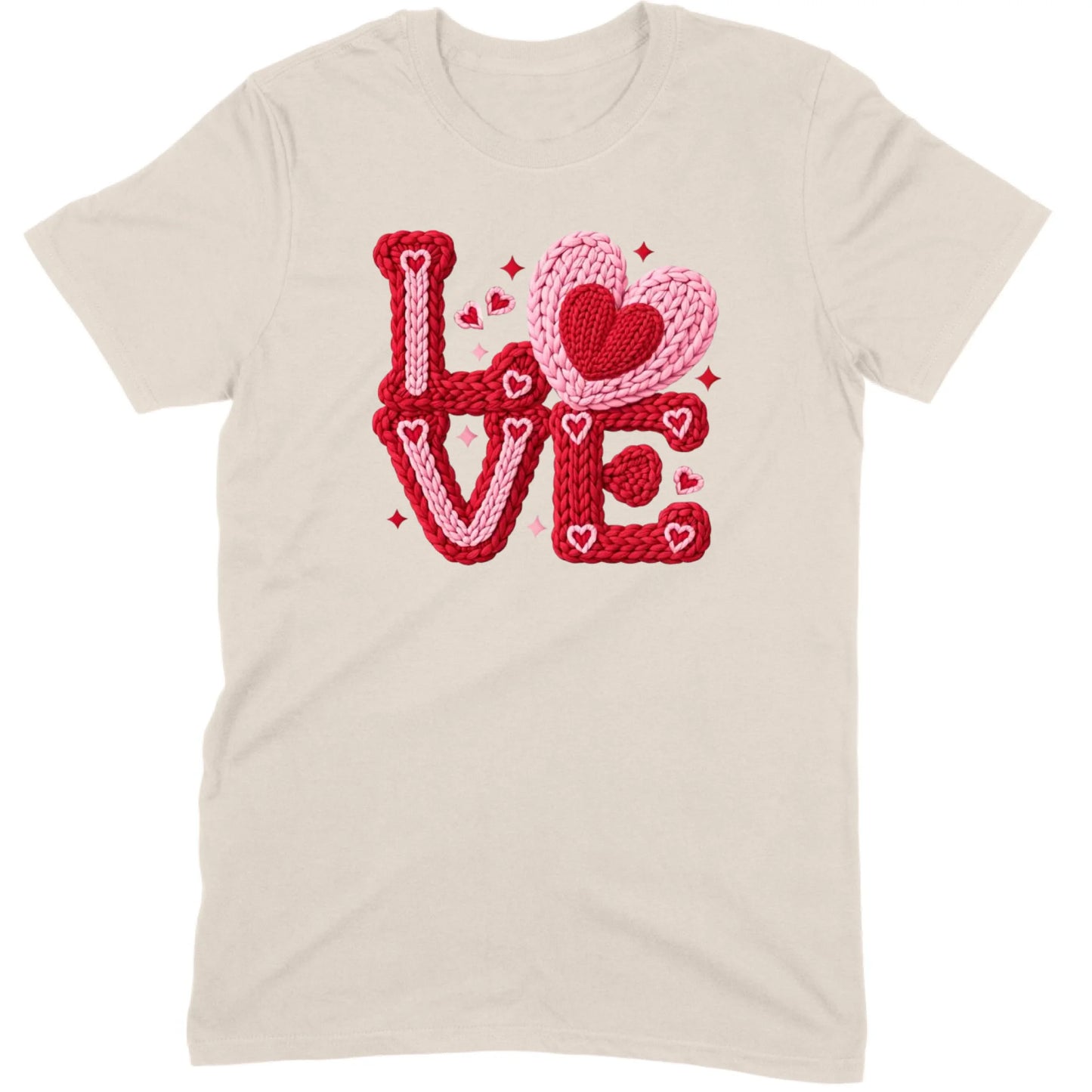 Crochet "LOVE" Red/Pink Chunky Knit Tee