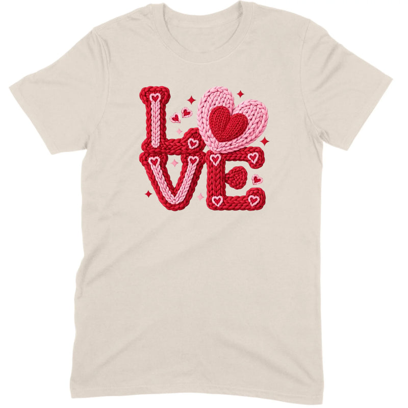 Crochet "LOVE" Red/Pink Chunky Knit Tee