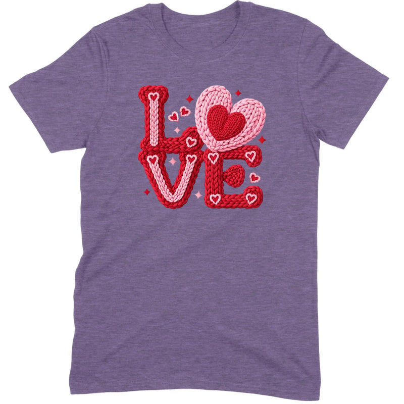 Crochet "LOVE" Red/Pink Chunky Knit Tee