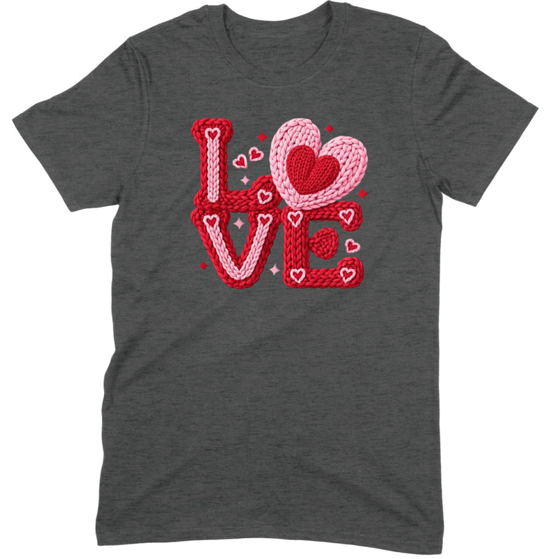 Crochet "LOVE" Red/Pink Chunky Knit Tee