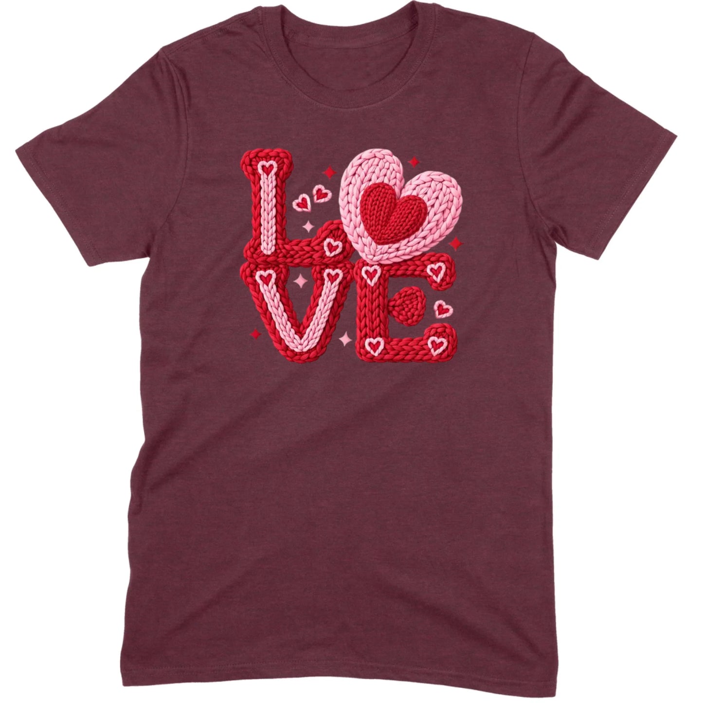 Crochet "LOVE" Red/Pink Chunky Knit Tee