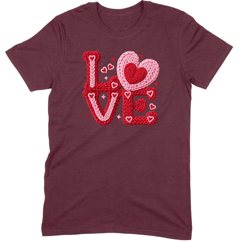 Crochet "LOVE" Red/Pink Chunky Knit Tee