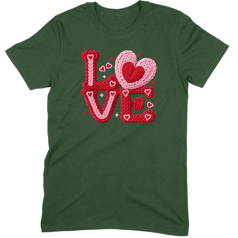 Crochet "LOVE" Red/Pink Chunky Knit Tee