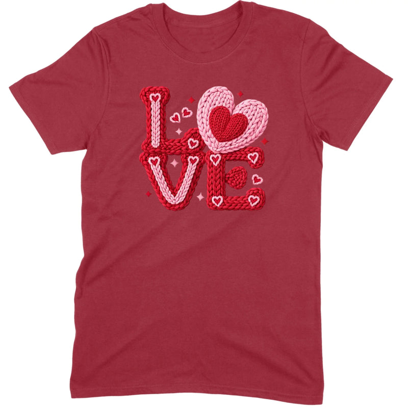 Crochet "LOVE" Red/Pink Chunky Knit Tee