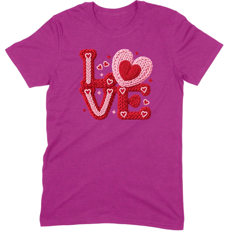 Crochet "LOVE" Red/Pink Chunky Knit Tee