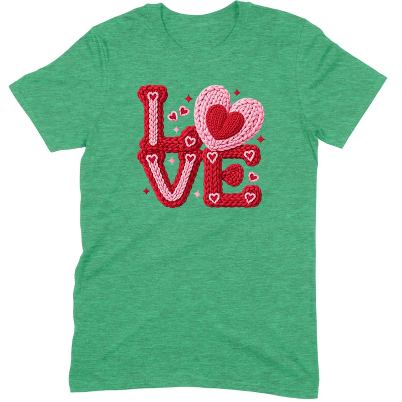 Crochet "LOVE" Red/Pink Chunky Knit Tee