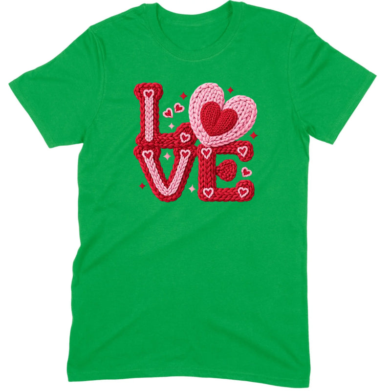 Crochet "LOVE" Red/Pink Chunky Knit Tee