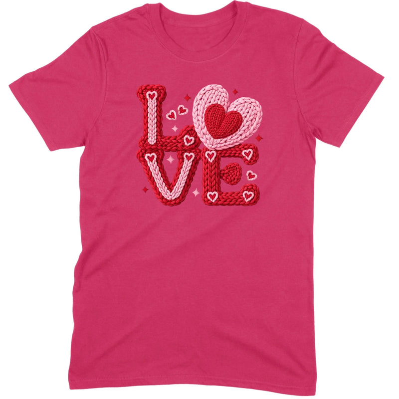 Crochet "LOVE" Red/Pink Chunky Knit Tee