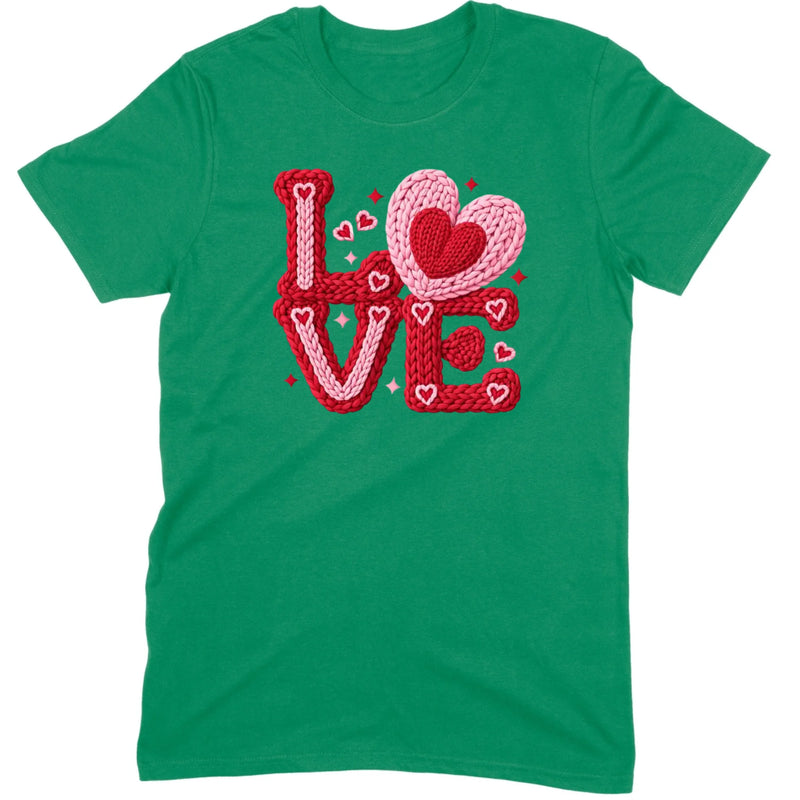 Crochet "LOVE" Red/Pink Chunky Knit Tee