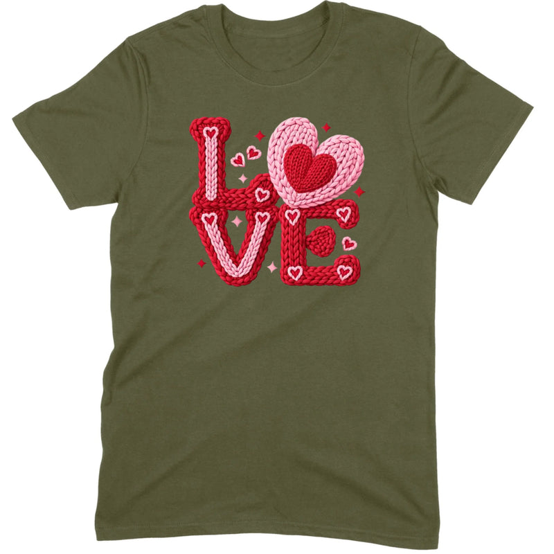 Crochet "LOVE" Red/Pink Chunky Knit Tee