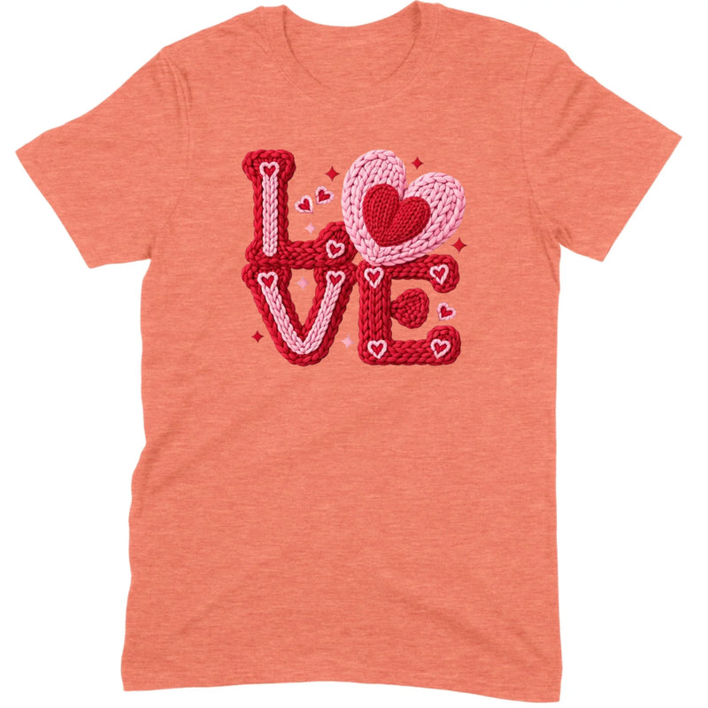 Crochet "LOVE" Red/Pink Chunky Knit Tee