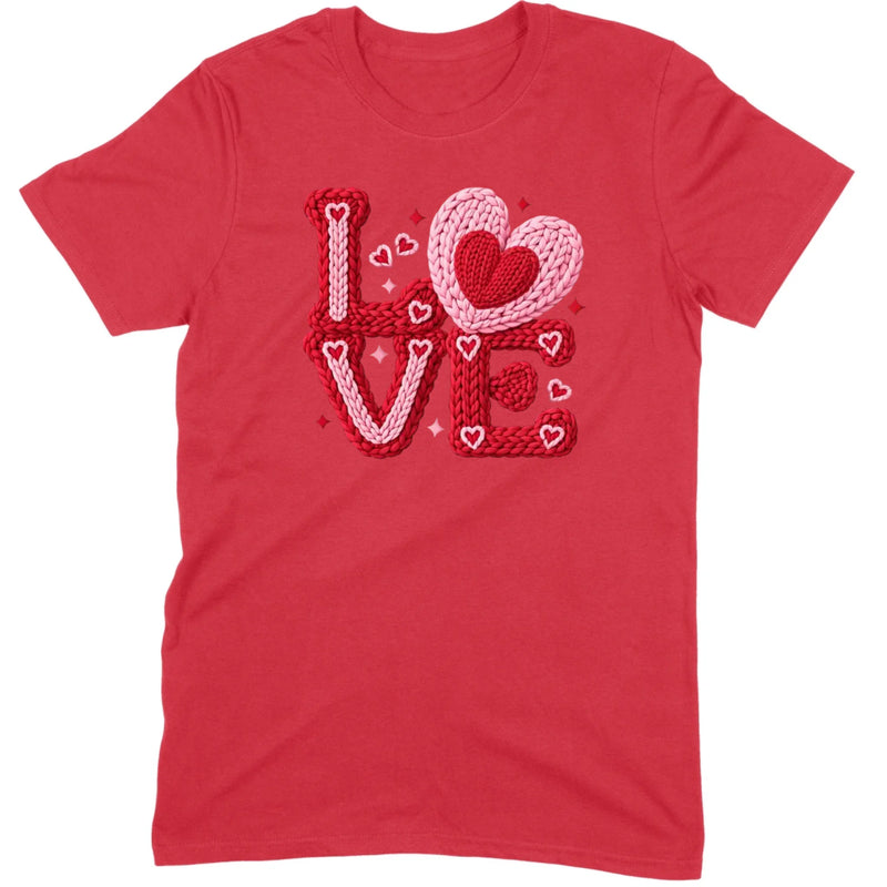 Crochet "LOVE" Red/Pink Chunky Knit Tee