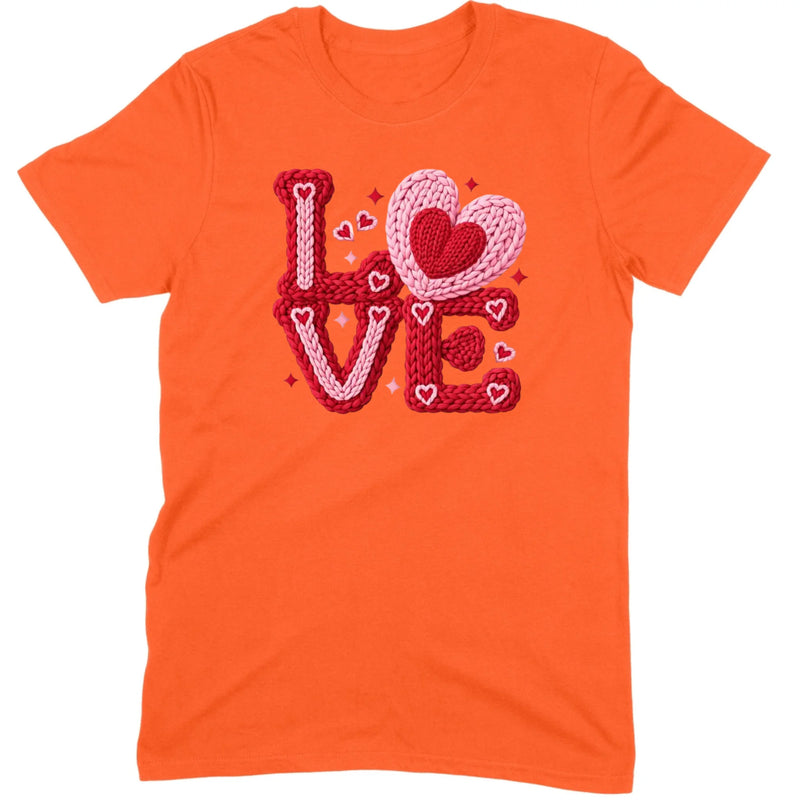 Crochet "LOVE" Red/Pink Chunky Knit Tee