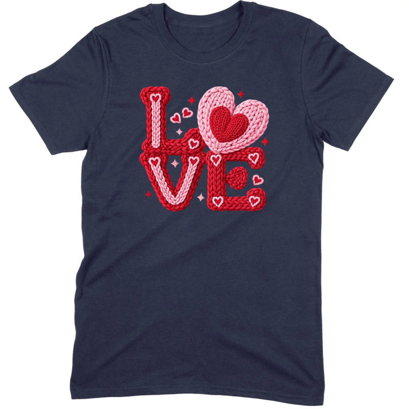 Crochet "LOVE" Red/Pink Chunky Knit Tee