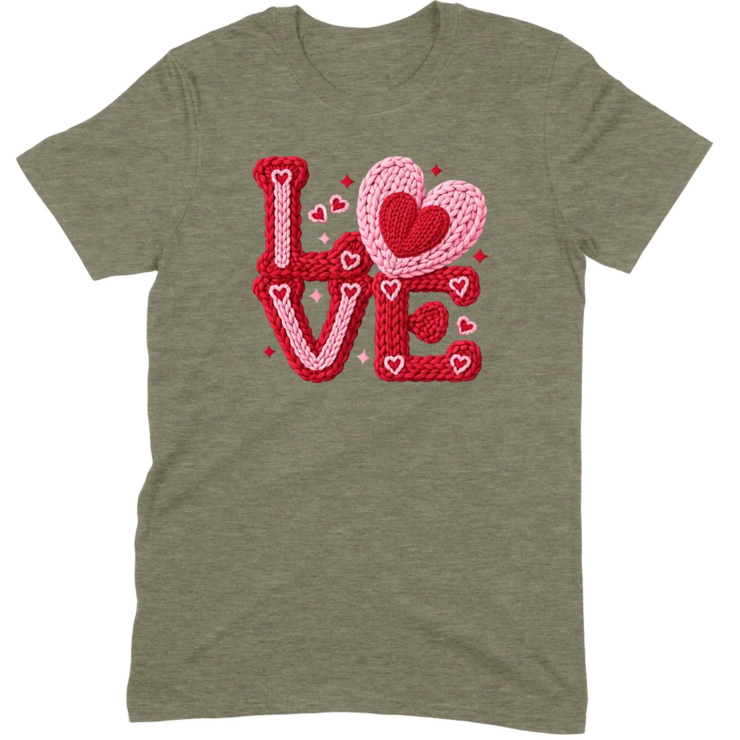 Crochet "LOVE" Red/Pink Chunky Knit Tee