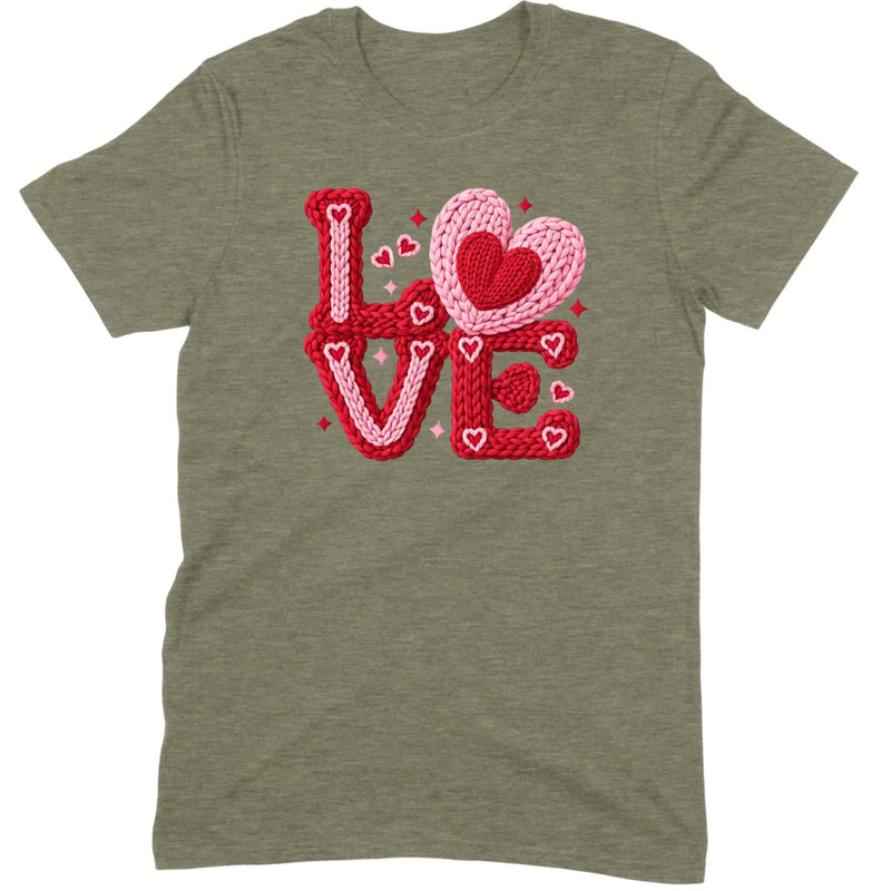 Crochet "LOVE" Red/Pink Chunky Knit Tee