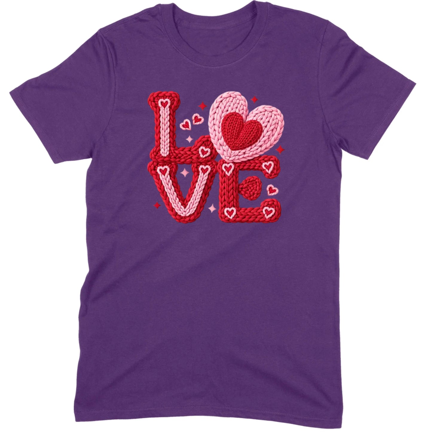 Crochet "LOVE" Red/Pink Chunky Knit Tee