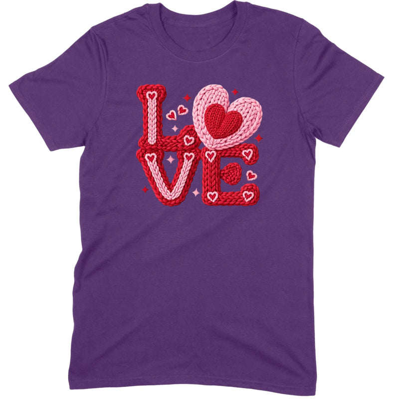Crochet "LOVE" Red/Pink Chunky Knit Tee