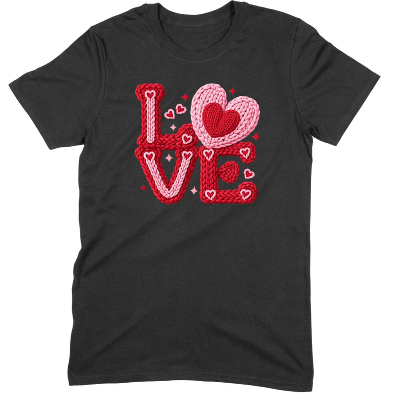 Crochet "LOVE" Red/Pink Chunky Knit Tee