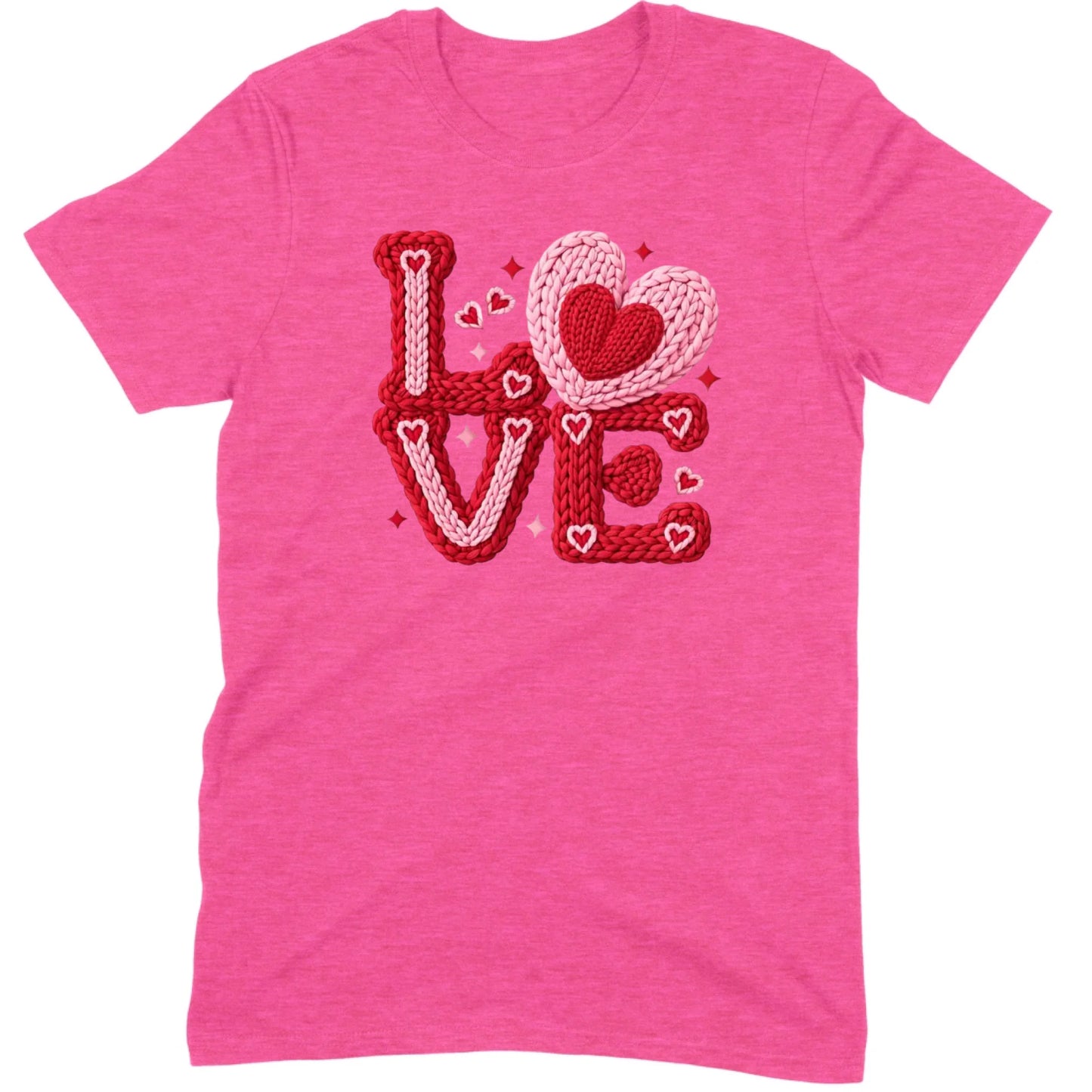 Crochet "LOVE" Red/Pink Chunky Knit Tee