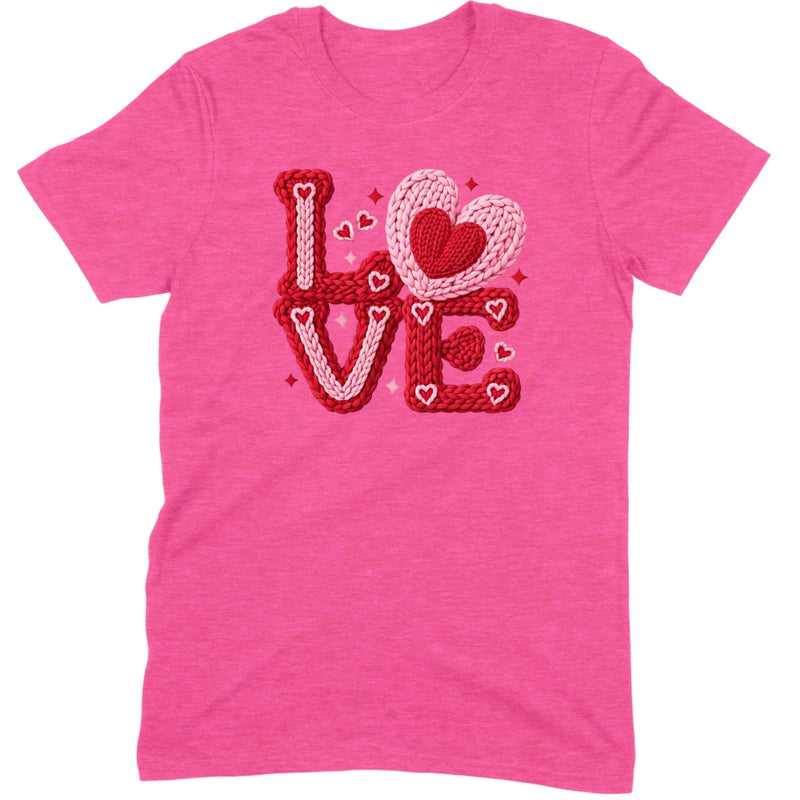 Crochet "LOVE" Red/Pink Chunky Knit Tee