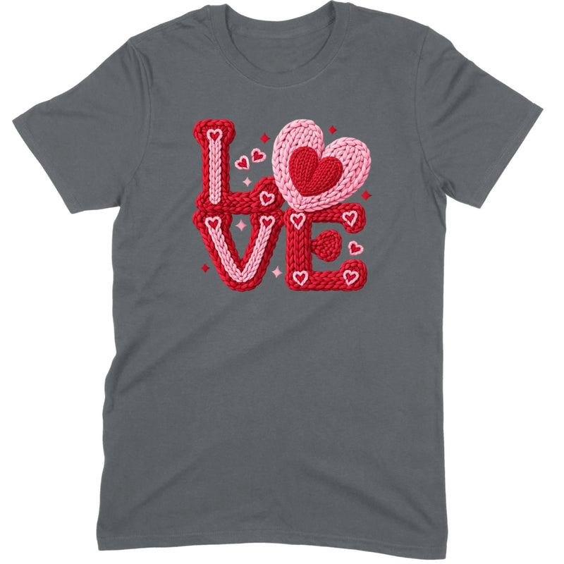 Crochet "LOVE" Red/Pink Chunky Knit Tee