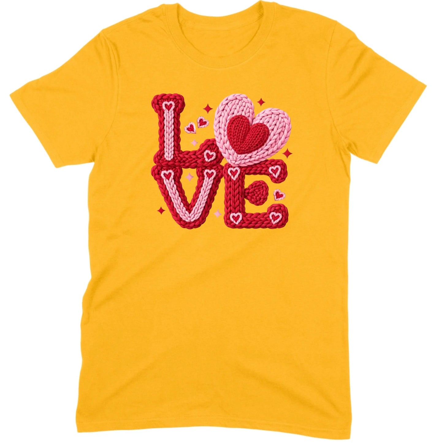 Crochet "LOVE" Red/Pink Chunky Knit Tee