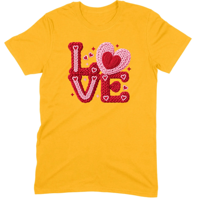 Crochet "LOVE" Red/Pink Chunky Knit Tee
