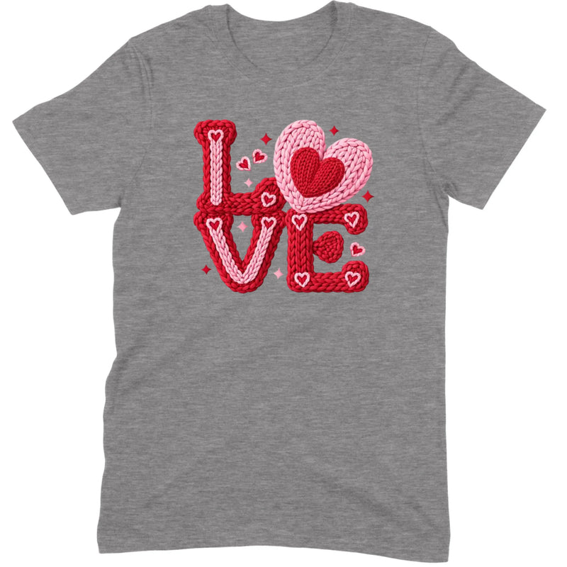 Crochet "LOVE" Red/Pink Chunky Knit Tee