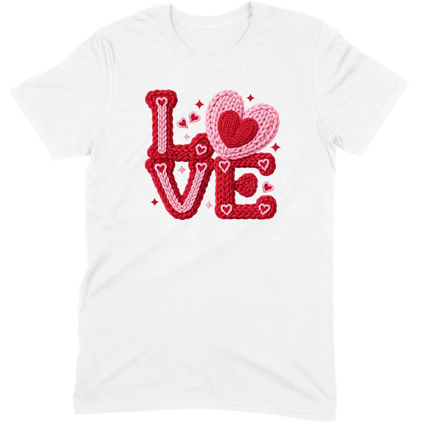 Crochet "LOVE" Red/Pink Chunky Knit Tee