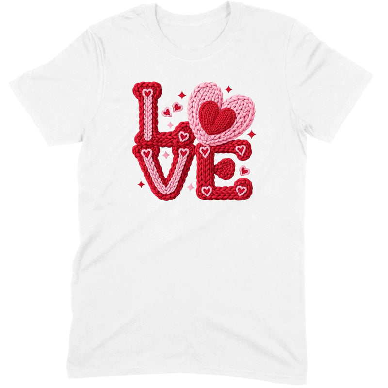 Crochet "LOVE" Red/Pink Chunky Knit Tee