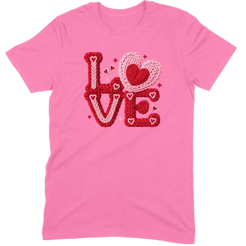 Crochet "LOVE" Red/Pink Chunky Knit Tee